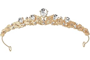 Nivofu Crystal Crown, Gold Elegant Princess Crown, Rhinestone Tiara Crown for Women Girl Brides Birthday Party Wedding Annive