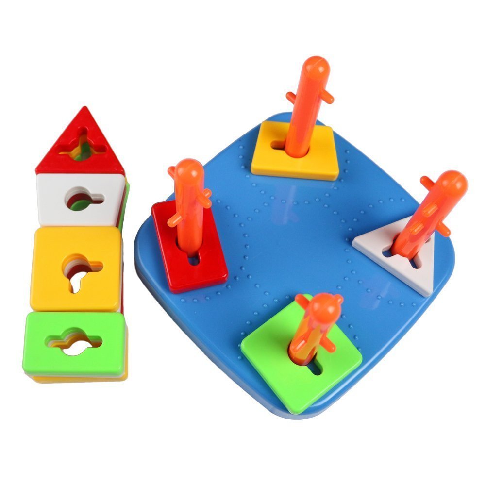 Educational Kids Toys Sorter Stacker Color Piece Column Puzzle Stacking Early Learning Colors Shapes for Children Christmas Gifts