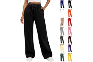 GENERIC Women's Wide Leg Sweatpants Fleece Lined Baggy Sweat Pants Lounge Fashion Clothing Athletic Joggers with Pockets