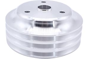 TAKPART Billet Aluminum Long Water Pump LWP 3 Groove Crank Pulley Compatible for Chevy SBC 350