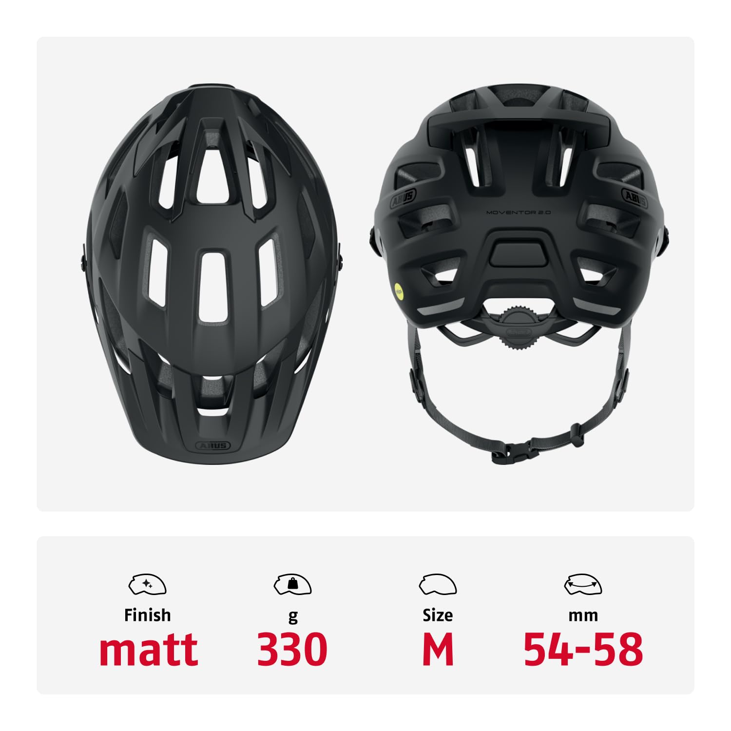 ABUS MTB-Helm Moventor 2.0 MIPS - Fahrradhelm mit Aufprallschutz für den Geländeeinsatz auf dem Mountainbike - All-Mountain-Helm für Damen und Herren - Schwarz Matt, M 3