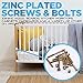 Zinc Plated Crib Screws and Bolts 105 pcs, Hex Drive Socket Cap Furniture Barrel Screws Bolt Nuts