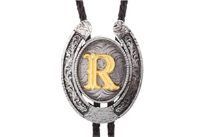 HUABOLA CALYN Vintage Bolo Tie for Men- Initial Letter ABCDMJR to Z Western Cowboy Bolo Tie for Women