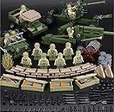 WW2 USA Alied Army , Soldiers and Guns,Artillery, Canon ,Weapons, 2 Vehicle set of 12 Minifigures half-track armored personnel carrier - Military Building Block Toy