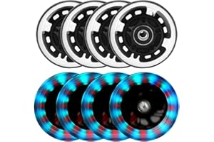 8 Pack Light Up Inline Skate Wheels Replacement 64mm 72mm 76mm 80mm Inline Wheels with ABEC-9 Bearing for Blades Roller Hocke