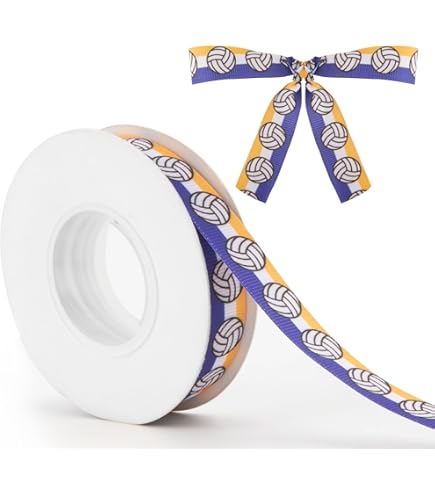 2 Rolls Volleyball Sports Ribbon - 7/8 Inch Blue Grosgrain Craft Ribbon 5 Yards Each