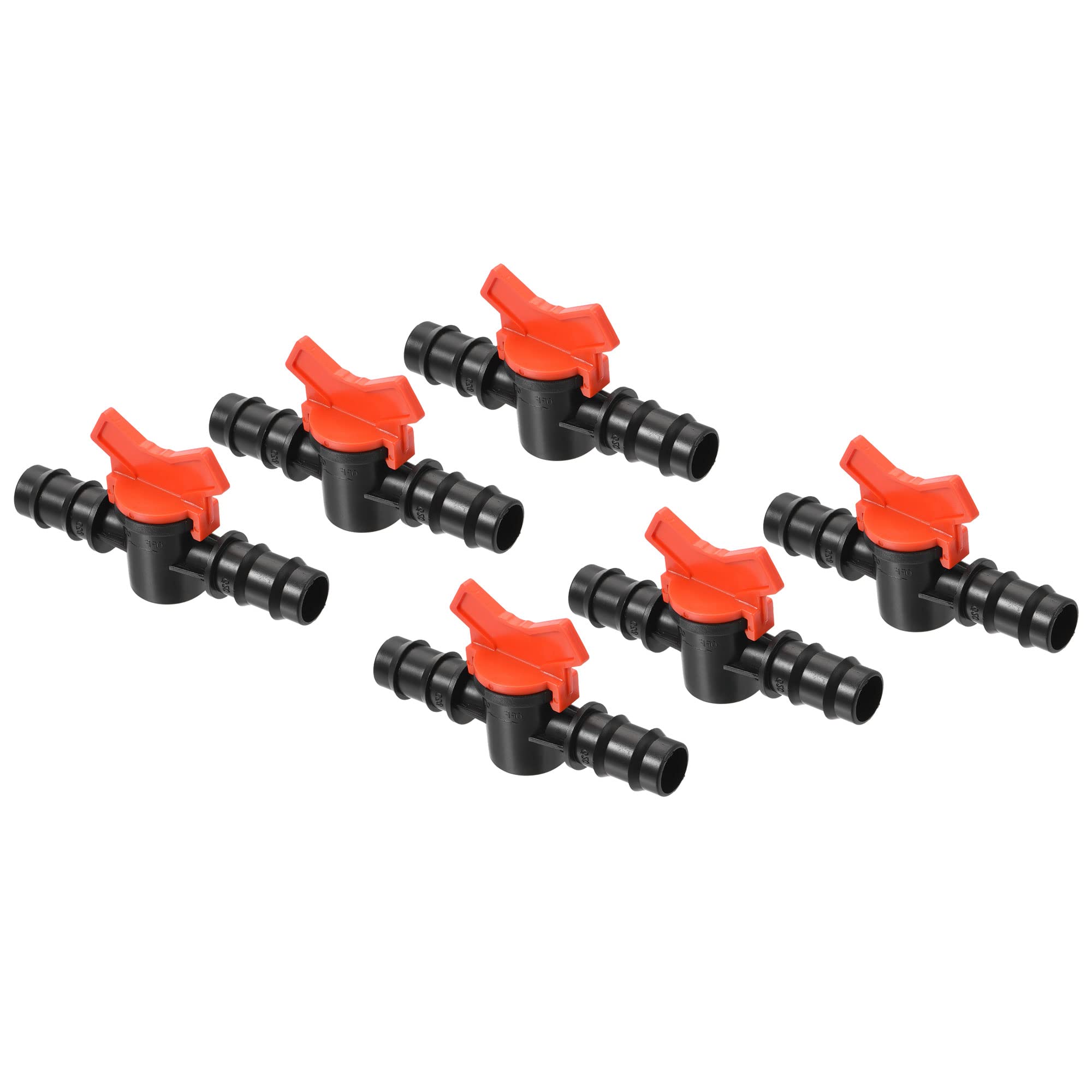 M METERXITY 6 Pack Barbed Ball Valve - Barb Connector Ball Valve Shut Off Switch Apply to Drip Irrigation and Aquariums (19mm, Black Red) — image 1