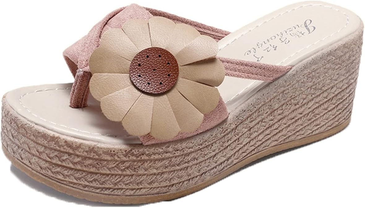 NIS Big Size Bohemian Slides Slippers Women Shoes Woman PU Leather Vintage Handmade Flower Flat 