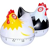 Zerodeko Mechanical Kitchen Timer 2 Pack Cartoon Hen Shape Cooking Timer Wind up Countdown for Restaurant Cooking Home Baking Study Time 2.63 X 2.55 X 2.55 in