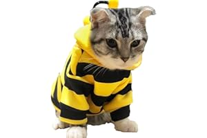 Anelekor Pet Bee Halloween Costume Dog Hoodies Cat Holiday Cosplay Warm Clothes Puppy Cute Hooded Coat Christmas Outfits for Cat and Small Dogs (C, Small), Yellow