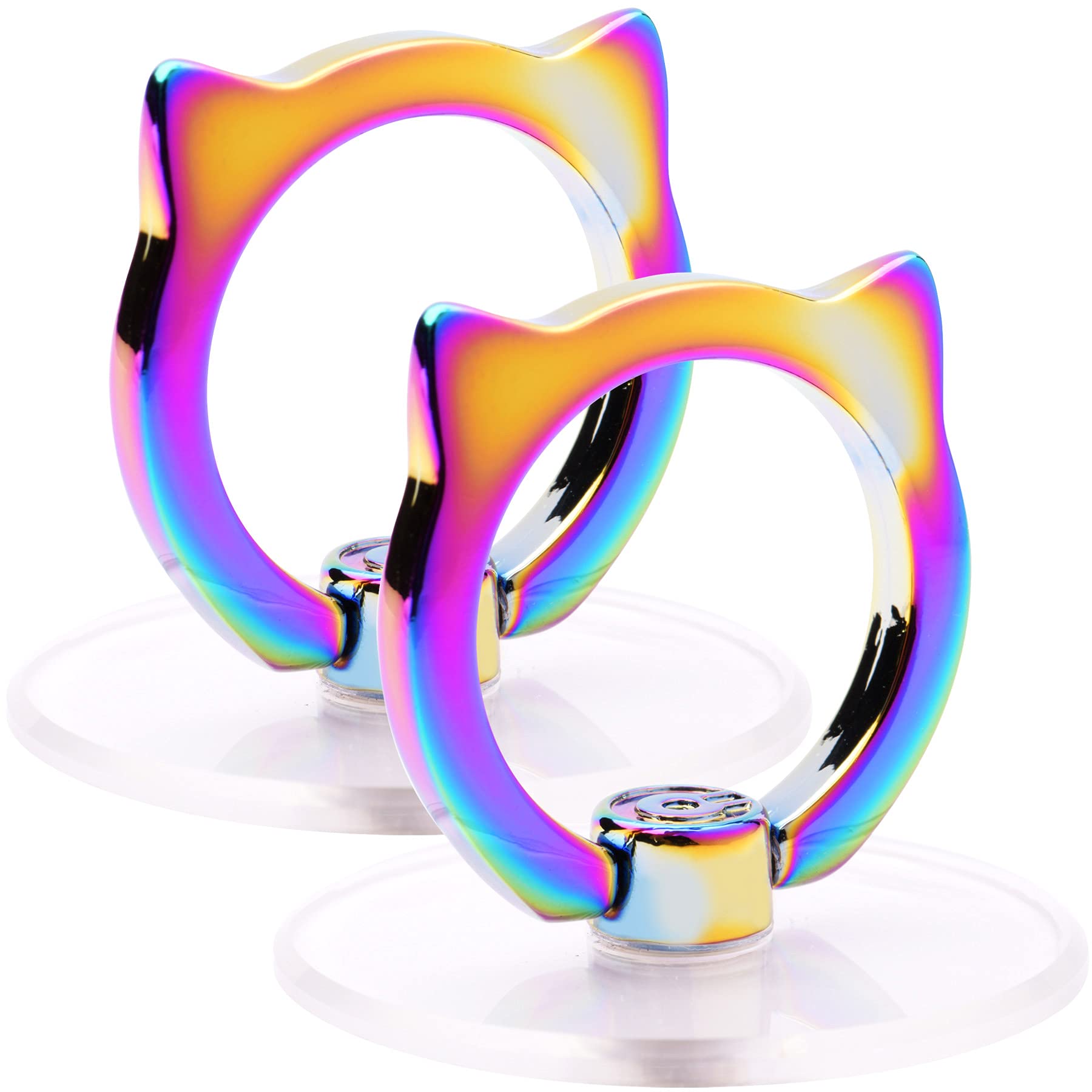 Cat Phone Ring Holder Grip- EI Sonador Transparent Cell Phone Ring Stand Holder Clear Kickstand Finger Grip, Compatible with Most of Phones, Tablets and Case (2 Colorful Cat)