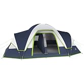 LET'S CAMP 10 Person Camping Tent, 2 Room Family Tent with Extended Rainfly | 5-minute setup, PU 1200mm coating, full mesh roof with 2-in-1 ventilation door, festivals, backyard stays, picnics &amp; travel