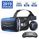 Pansonite Vr Headset with Remote Controller, 3D Glasses Virtual Reality Headset for VR Games & 3D Movies, Eye Care System for iPhone and Android Smartphones (Sb-Black)