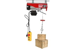 MUSESPANI 110V/1763lbs Lift Electric Hoist Crane Remote Control Power System, Electric Hoist Zinc-Plated Steel Wire Overhead Crane Garage Ceiling Pulley Winch w/Emergency Stop Switch+2 Straps (1763lbs)