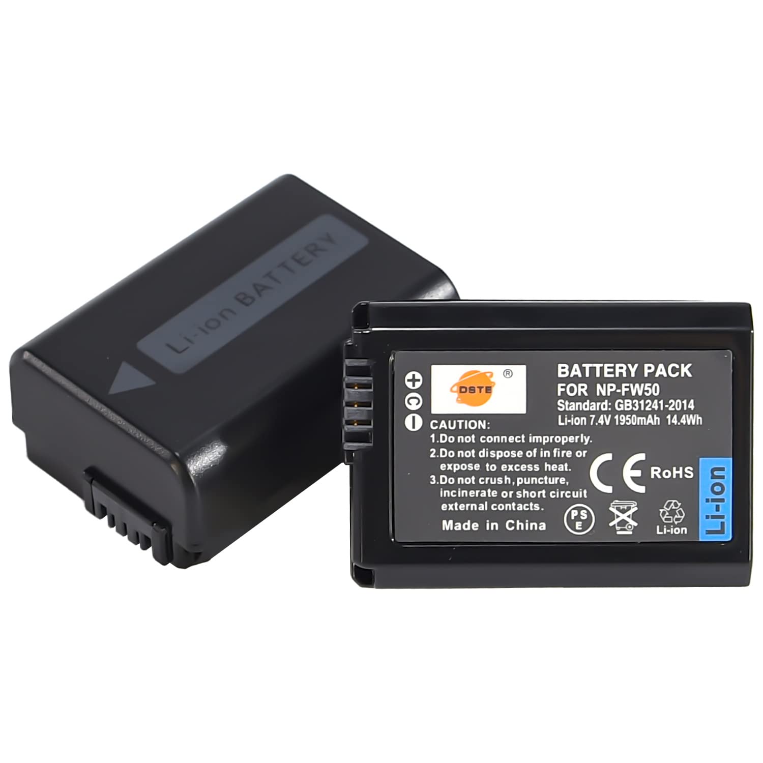 DSTE 2PCS NP-FW50 (1950mAh/7.4V) Battery Compatible for Sony NEX 3/5/7 Series, SLT-A Series, Alpha Series