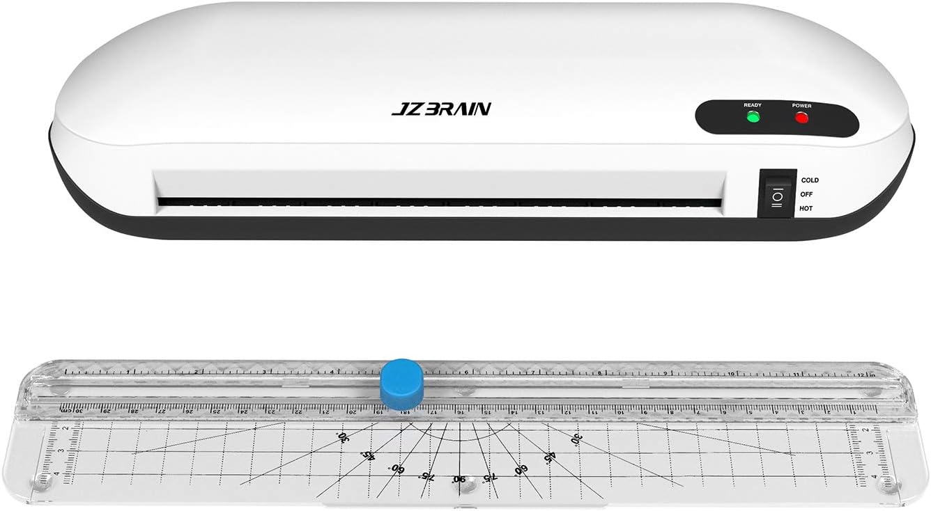 Laminating Machine, JZBRAIN A4 Laminator Machine with Trimmer, Fast Warm-Up, Quick Laminating Speed, 9 inches Thermal Laminator for Home Office School Use ( White)