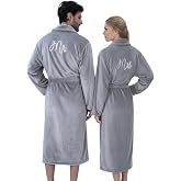 Jecery 2 Pcs His and Hers Robes for Couples | Mr and Mrs Bathrobes, Flannel Long Matching Robes, Wedding Engagement Gifts for Winter, Christmas, Bridal Shower