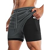 Aolesy Men's Gym Shorts with Liner 5"/7"/9" Lightweight Running Shorts Mesh Workout Athletic Shorts with Pockets