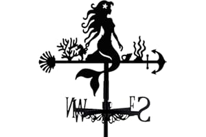 beinkmake Little Mermaid Weathervane Coral Shells Metal Wind Vane Arrow Weathercock Garden Decoration Wind Direction Indicator Stake Roof Mount Ornament for Farmhouse Yard Outdoor