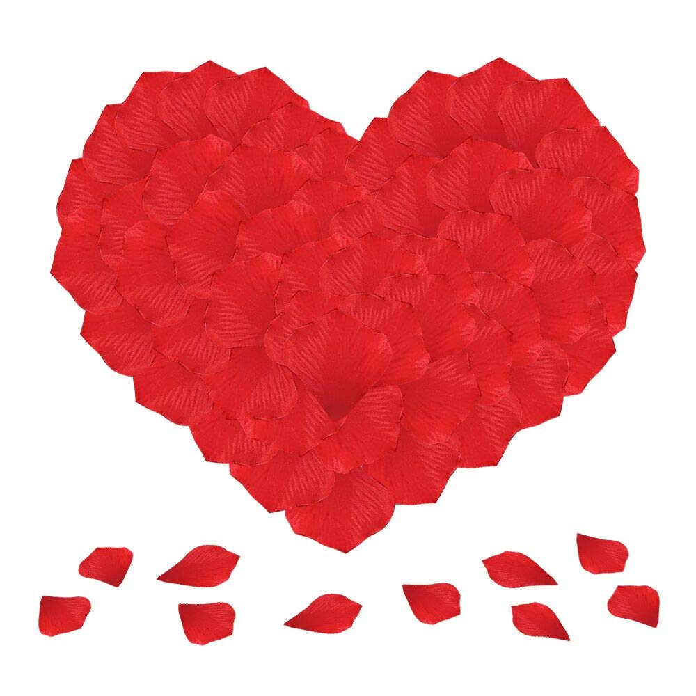 Doutop Rose Petals Red Artificial Silk Flower Rose Petals / Leaves for Wedding / Party / Valentine's Day / Marriage / Proposal / Table Confetti, Pack of 1000