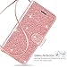 LG G7 ThinQ Wallet Case w HD Screen Protector, Glitter Bling Kickstand Leather with Magnetic Closure Protective Phone Case,Rose Gold