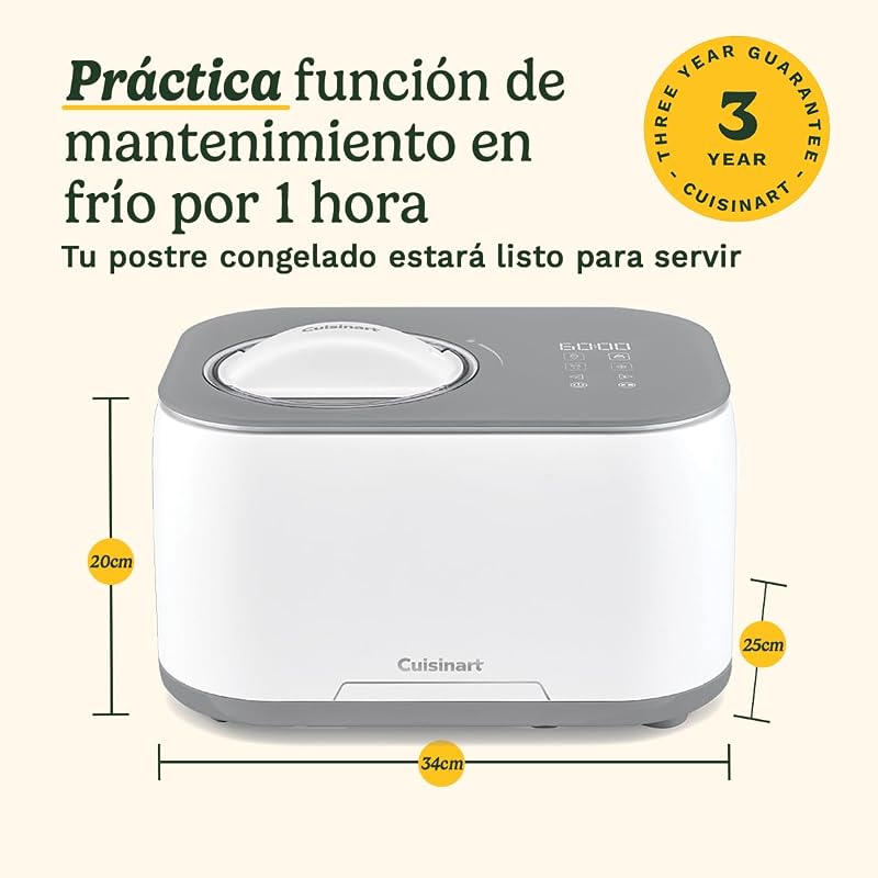 FreezeEase – Máquina Automática de Gelados; 3 Programas: Gelado, Sorvete, Iogurte; Sem pré-congelação; Pronto em 40 minutos; Função de retenção a frio, compressor de 950ml (Novo)