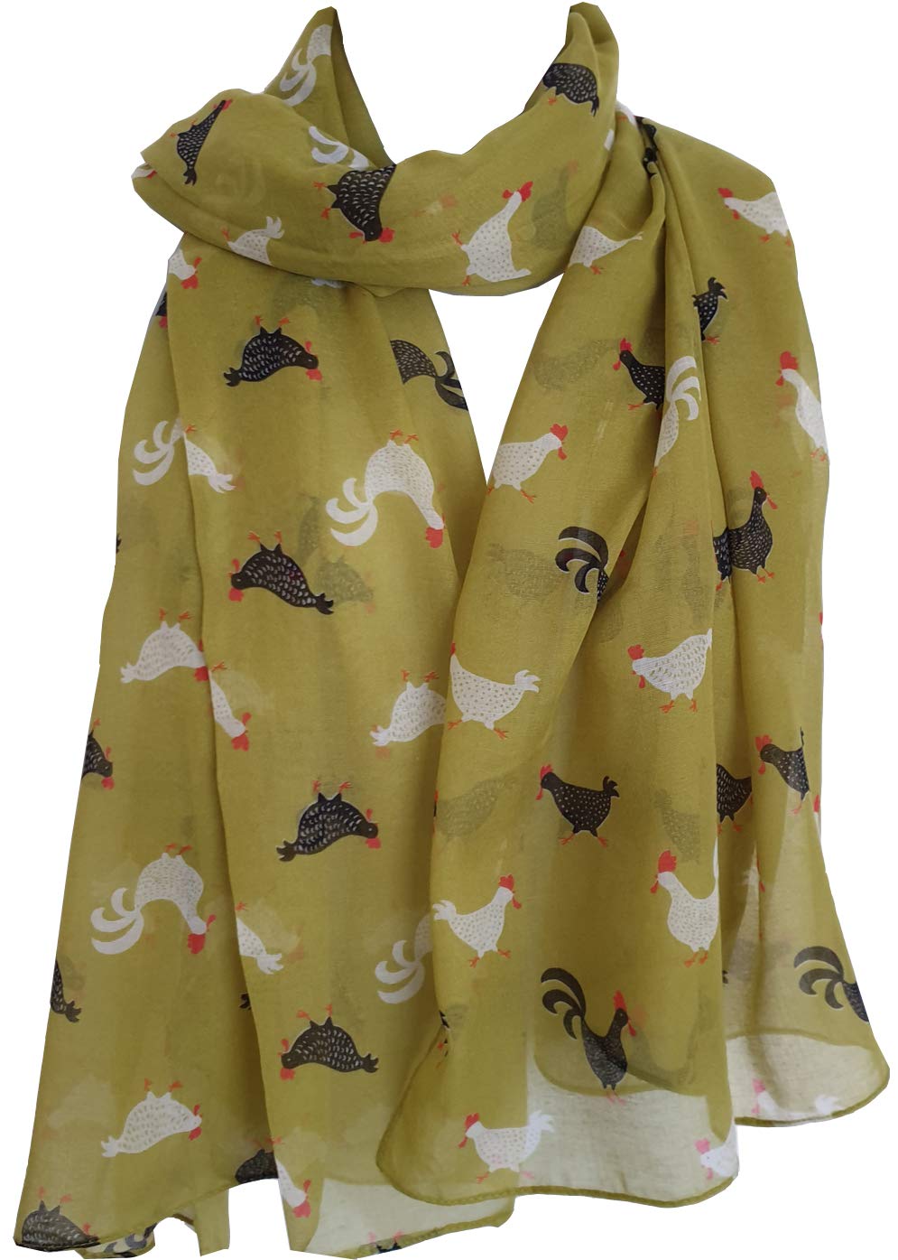 GlamLondon Women's Chicken Hen Rooster Print Scarf (A20 - Green) — image 1