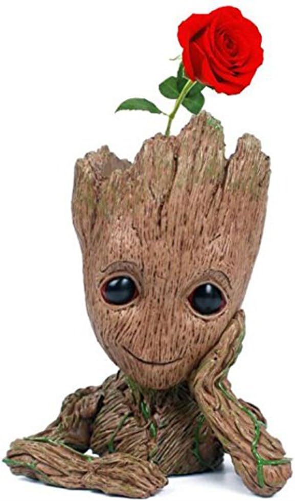 NeheartE Baby Groot Flowerpot, The Guardians of Galaxy Cute Baby Groot Pencil Holder, Model Toy PVC Plant Holder Home Decor