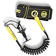 BZ Bicep Coil Leash (Yellow) - Bodyboard Bicep Leash - High Perfomance Coil - Lightweight - with Plug - Double Bearing 360 Swivel - Surefire Release - 7mm Urethane Cord -Neoprene Cuff Cuff Size: 32cm