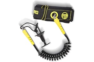 GENERIC BZ Bicep Coil Leash (Yellow) - Bodyboard Bicep Leash - High Perfomance Coil - Lightweight - with Plug - Double Bearing 360 Swivel - Surefire Release - 7mm Urethane Cord -Neoprene Cuff Cuff Size: 32cm