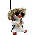 Swing Duck Car Hanging Ornament, Super Cute Swing Ducks Rear Mirror Hanging Accessories, Auto Decoration Rearview Mirror Pendant Flying Duck Car Interior Set for Women Teens (Gold)