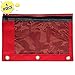 1 Red Zippered Pencil Case by School Smarts - 3 Ring Red Pencil Pouch for Binder with Mesh and plastic window. For Use in and Out of the Classroom.