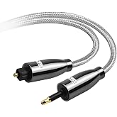 Optical Audio Cable, EMK Toslink Optical to Mini Toslink Optical Cable with Braided Jacket for Home Theater, Sound Bar, TV, PS4, Xbox, PlayStation(16.5ft/5m)