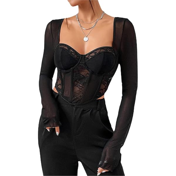 BUSTIER LAYERED SHEER SHIRT AMERI AMERI BUSTIER LAYERED SHEER SHIRT