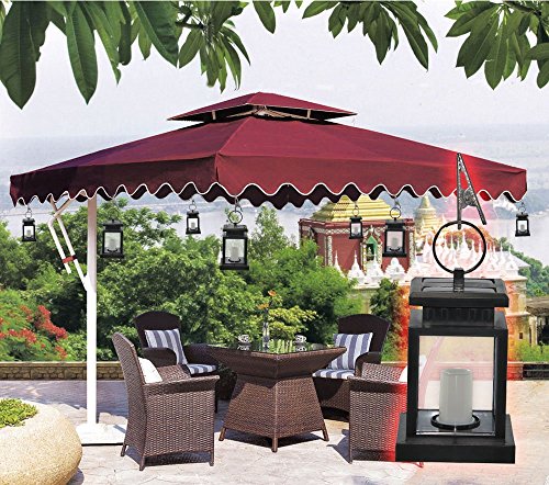 LEAGY LED Solar Mission Lantern, Vintage Solar Powered Waterproof Hanging Umbrella Lantern Candle Lights Led with Clamp Beach Umbrella Tree Pavilion Garden Yard Lawn Etc. Lighting & Decoration