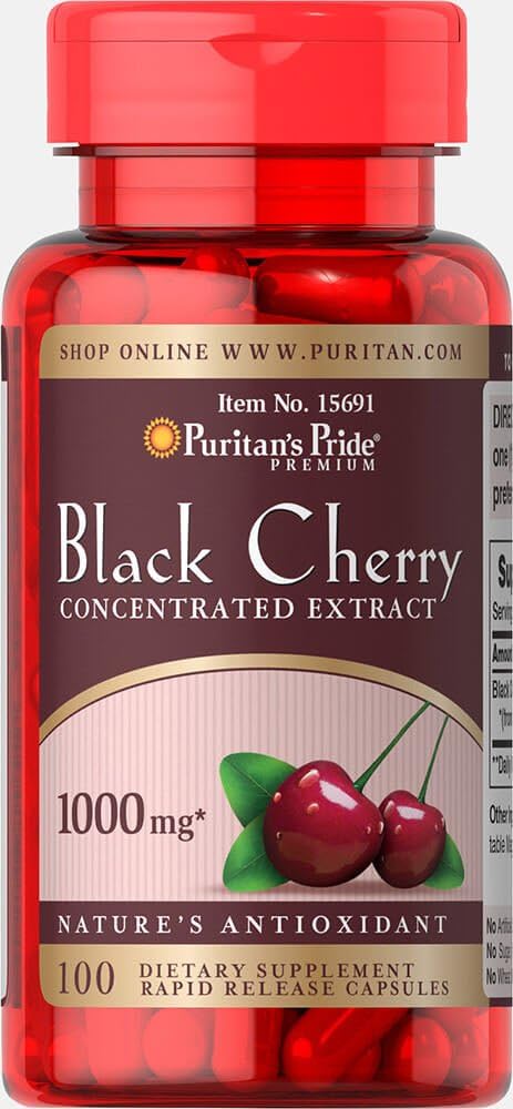 Puritans Pride Black Cherry 1000 mg Capsules, 100 Count: Health & Personal Care