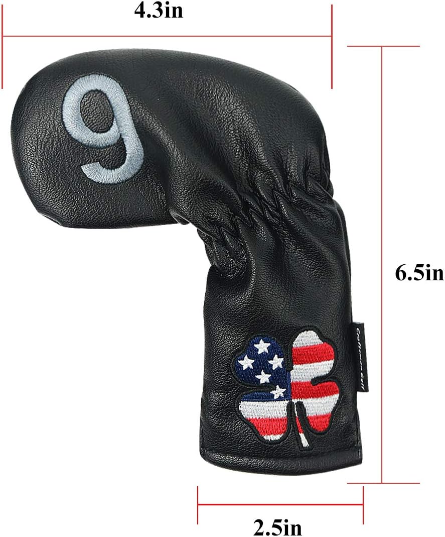 Craftsman Golf 11pcs /Set (4, 5, 6, 7, 8, 9, A, S, P, L, X) USA US Flag Clover Leather Black Iron Covers Headcover : Sports & Outdoors