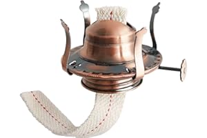 GXFCCYXT Oil Lamp Burner #2 Size Bronzy Plated Burner for Antique Lamps Oil Lamp Replacement Kerosene Lamps Parts with Reduction Collar and Cotton Lamp Wick Fits Holds a 3 Inch Base Chimney