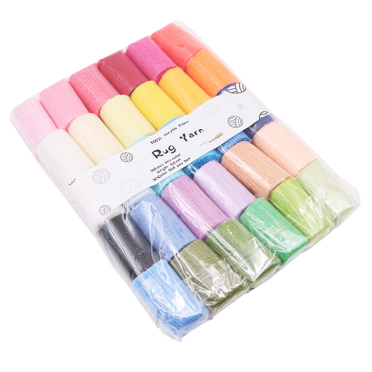 VOANZO 30 PCS Colors Latch Hook Yarn: Precut Assorted Colorful Yarn Bundles for Handmake Craft Sewing Knitting