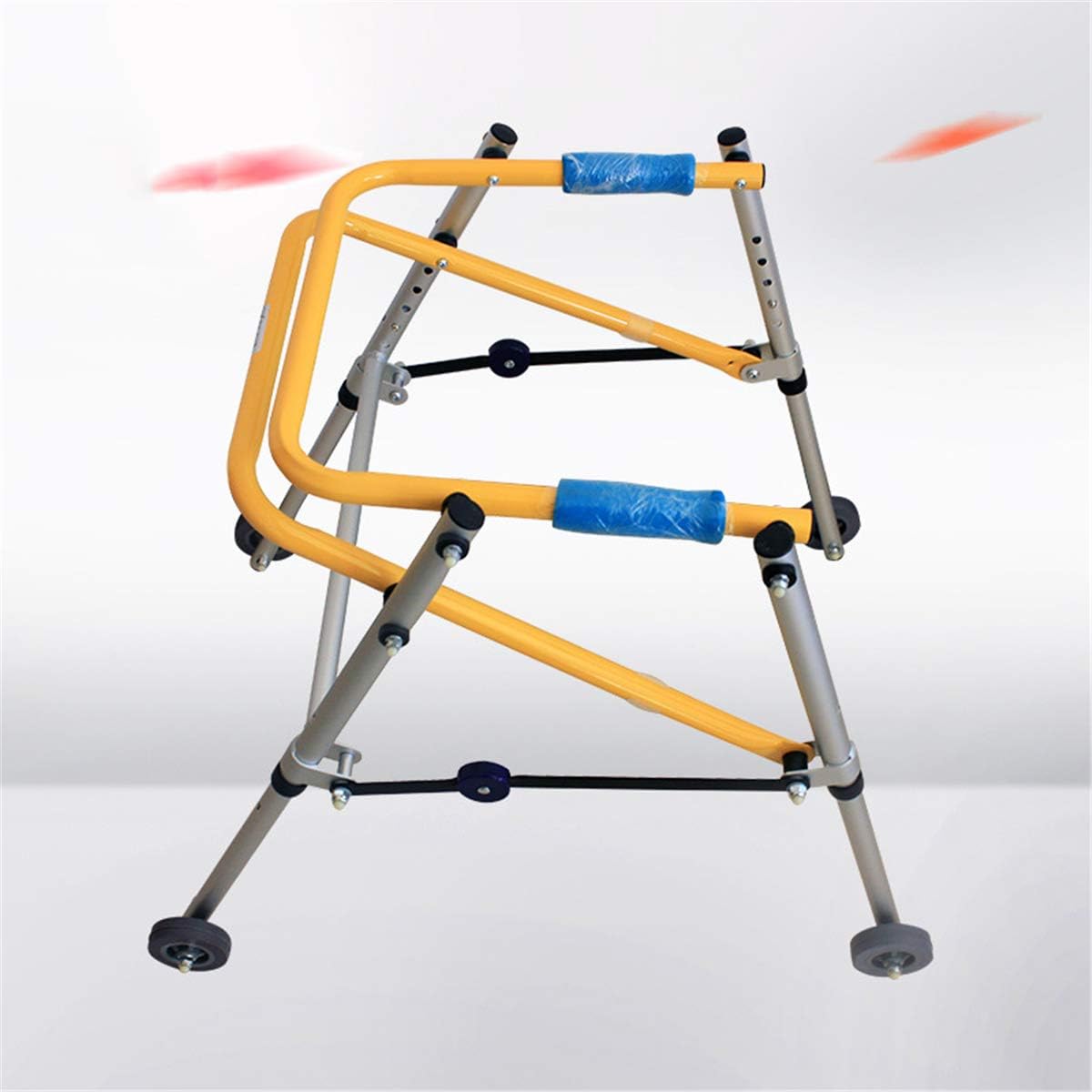 Autopeck Foldable Standard Walkers Child Wheeled Aluminum Alloy Walker Adjustable Height Lower Limb Rehabilitation Aids Training Stand Lightweight Pulley Walking Frames -