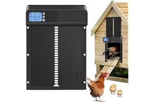 Automatic Chicken Coop Door with Timer, Gear Lifter Poultry Gate,Battery Powered, Evening and Morning Delay, Full Aluminum Do
