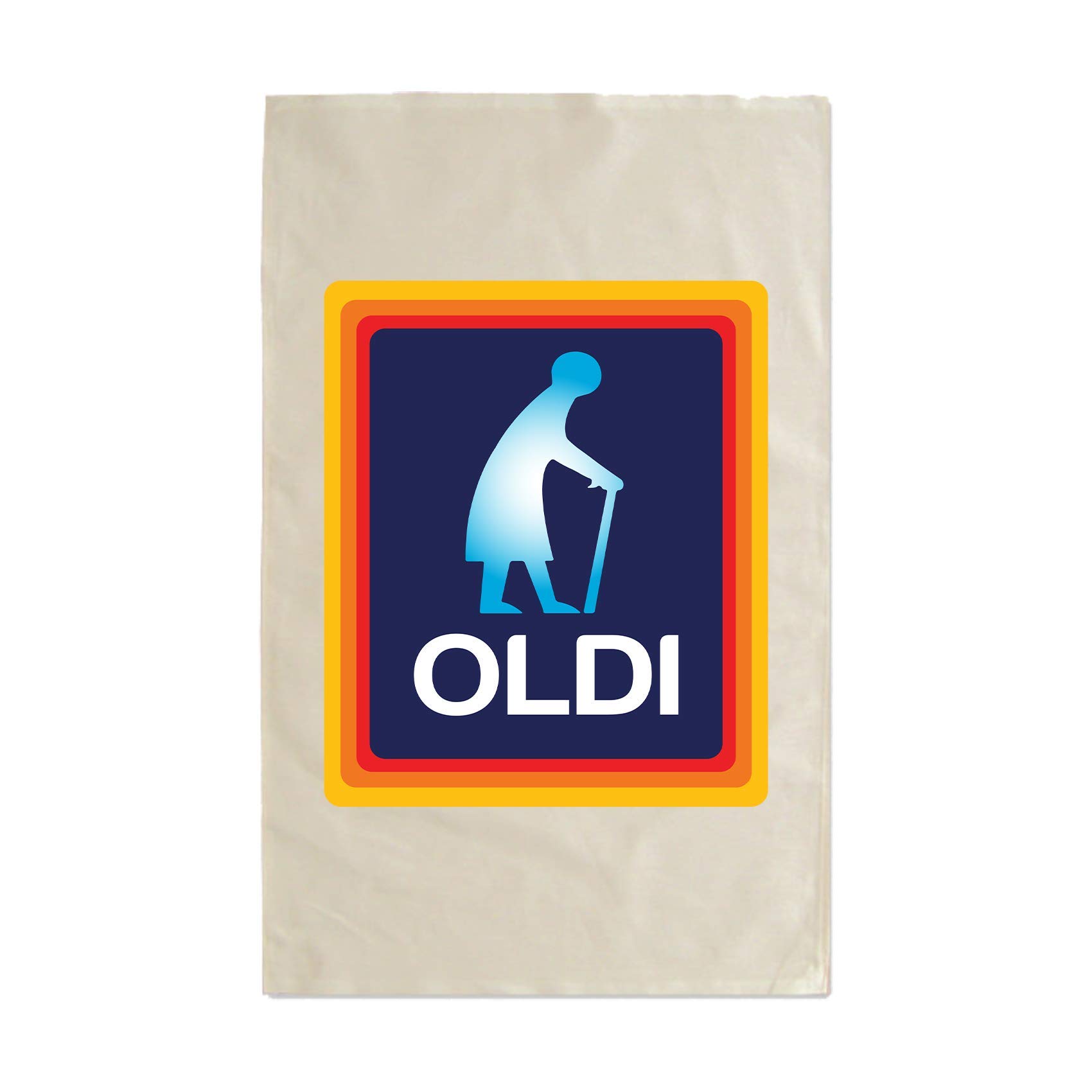 Oldi Woman Tea Towel - Novelty Joke Funny Mothers Day Grandma Old Birthday Present Gift Fun Kitchenware 100% Polycotton 170 gsm 72g Natural Luxurious Feel Designed For Ease Of Decoration (Natural)