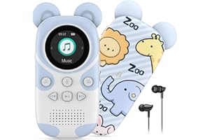 RUIZU 64GB Bluetooth MP3 Player for Kids, Cartoon Zoo Portable Music Player, Child MP3 Player with Bluetooth, Speaker, FM Radio, Voice Recording, Stopwatch, Pedometer, Expandable 128GB Micro SD Card