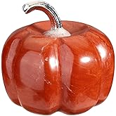 Jovivi Red Jasper Crystal Pumpkin Figurine, 1.2" Mini Carved Gemstone Pumpkin Statue Decor Healing Stones Decorative Ornaments for Fall Harvest Thanksgiving Halloween Decorations Home Decor