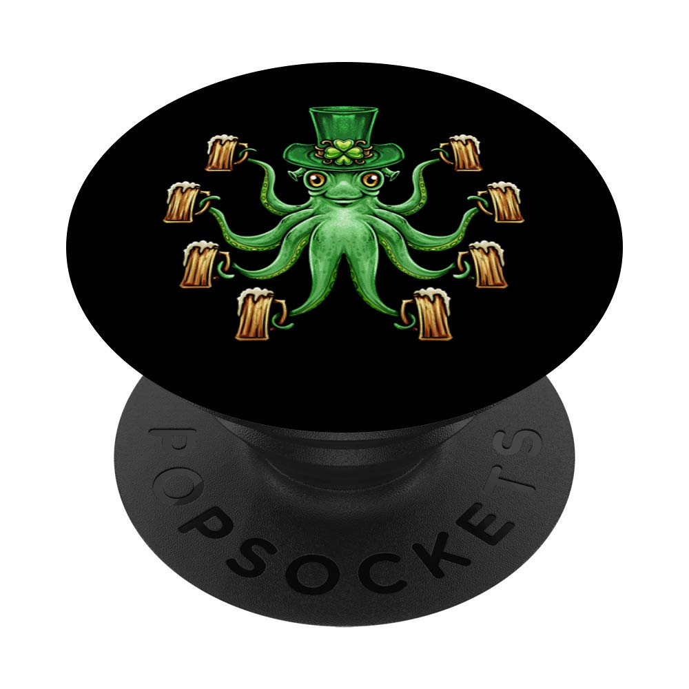 Octopus Gifts St Patricks Day Octopus Irish Paddy Leprechaun PopSockets PopGrip: Swappable Grip for Phones & Tablets