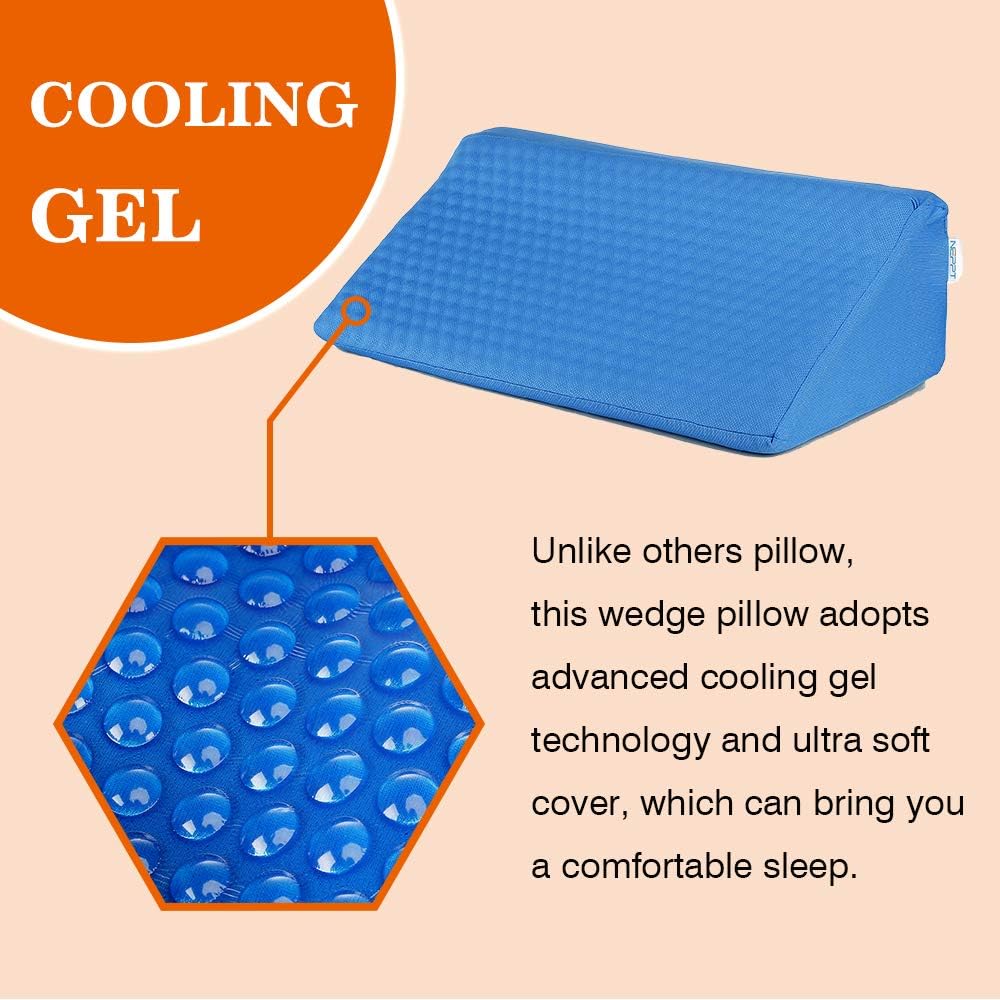 NEPPT Wedge Pillows for Sleeping Bed Gel Wedges Body Positioners 30 Degree Incline Wedge Pillow for Adults, Back Pain, Bed Sore Medical Foam Elevated Legs Bolster (Blue-Gel): Home & Kitchen