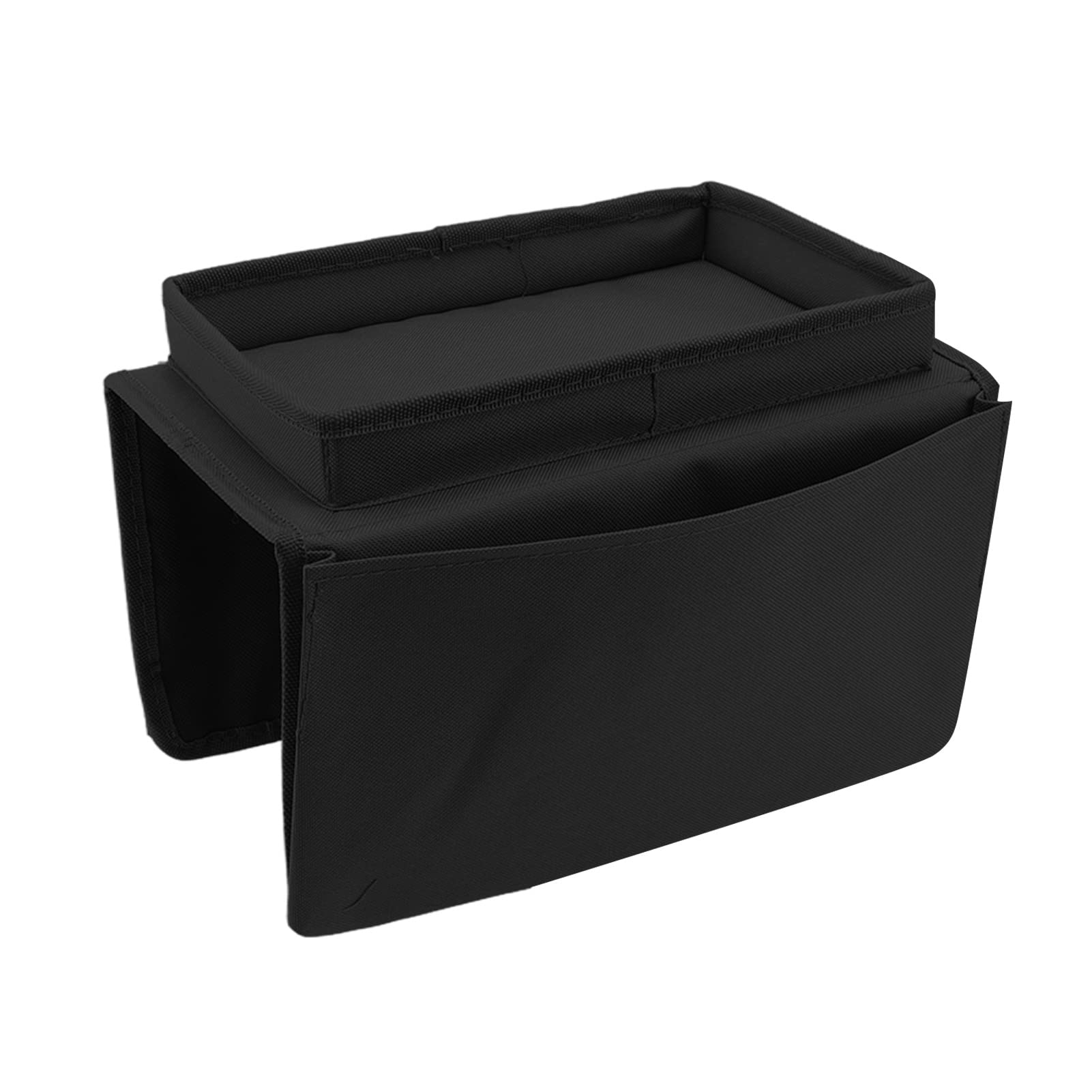 Fdit Sofa Tray Table Clip on Side Table, Foldable Sofa Arm Table Detachable Armrest Tray for Eating and Drink (Black)