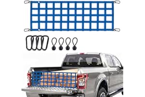 BARTOO Tailgate Net for Pickup Truck Bed, 60'' x 18'' Tailgate Mesh Cargo Net for Full Size Truck, Heavy Duty Cargo Netting w