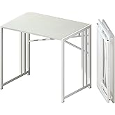 Lutown-Teen Small Folding Desk 32 inch, No Assembly Required Small Office Desk, Writing Gaming Computer Camping Desk, White