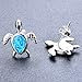 Adeser Jewelry Girls Lab Blue Opal Turtle 925 Silver Studs Promise Wedding Best Friend Party Stud Earrings for Her (blue)